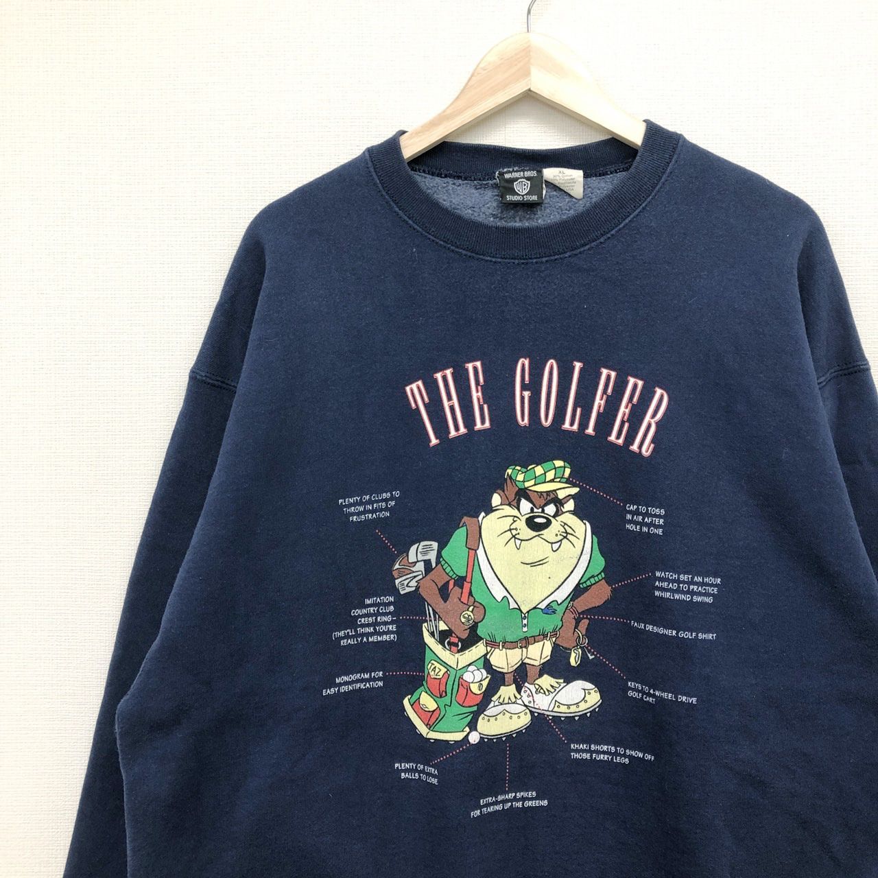 ワーナー ブラザーズ TAZ ゴルフ スウェットシャツ ネイビー XL ワーナー ブラザーズ TAZ ゴルフ スウェットシャツ ネイビー XL
