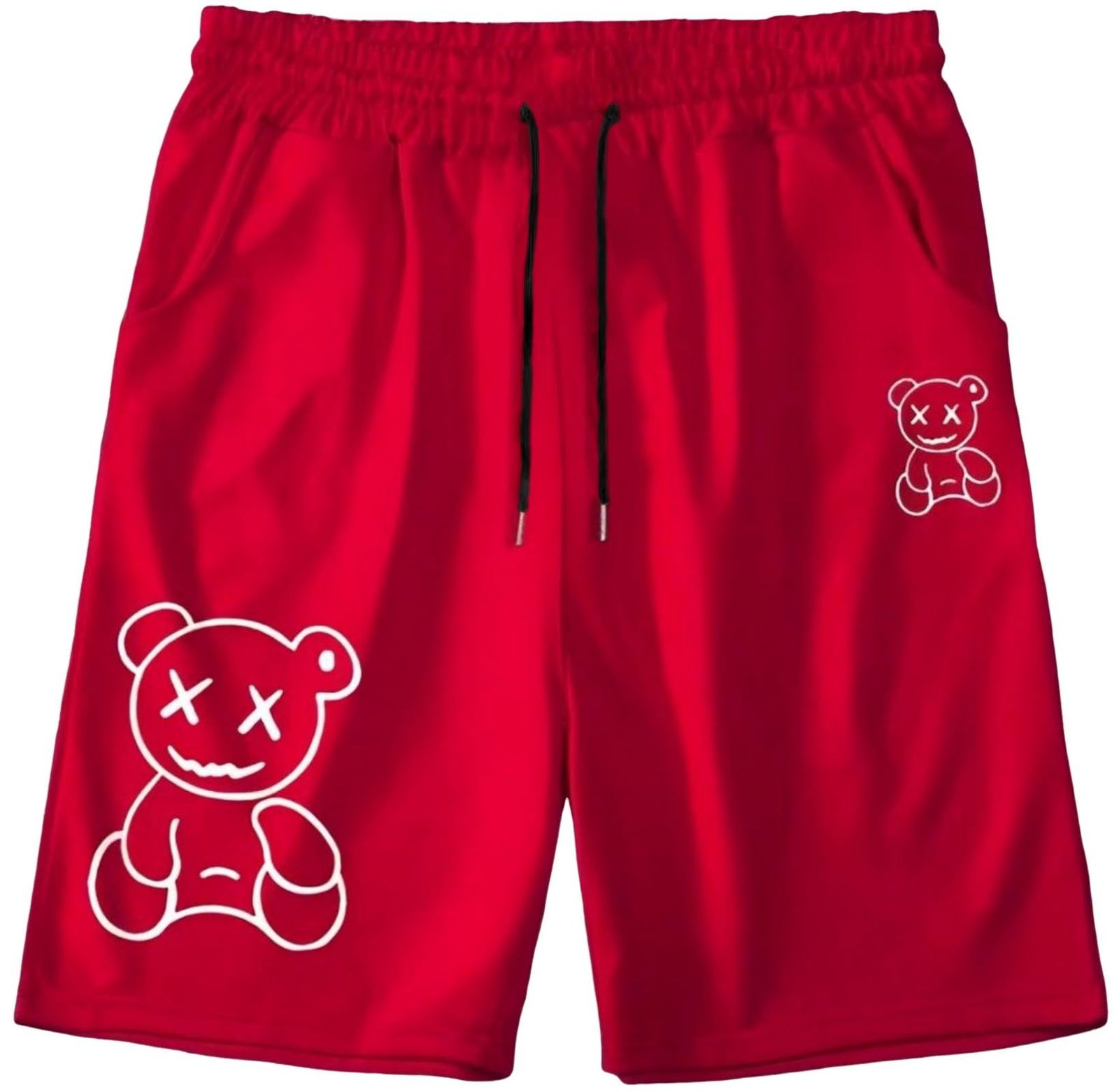 [アスペルシオ] くまプリント ハーフパンツ トレーニング オシャレ ボトムス メンズ ちょいワル アウトドア 膝上 短パン スポーツウェア ジム 半ズボン ウォーキング リラックス ショートパ