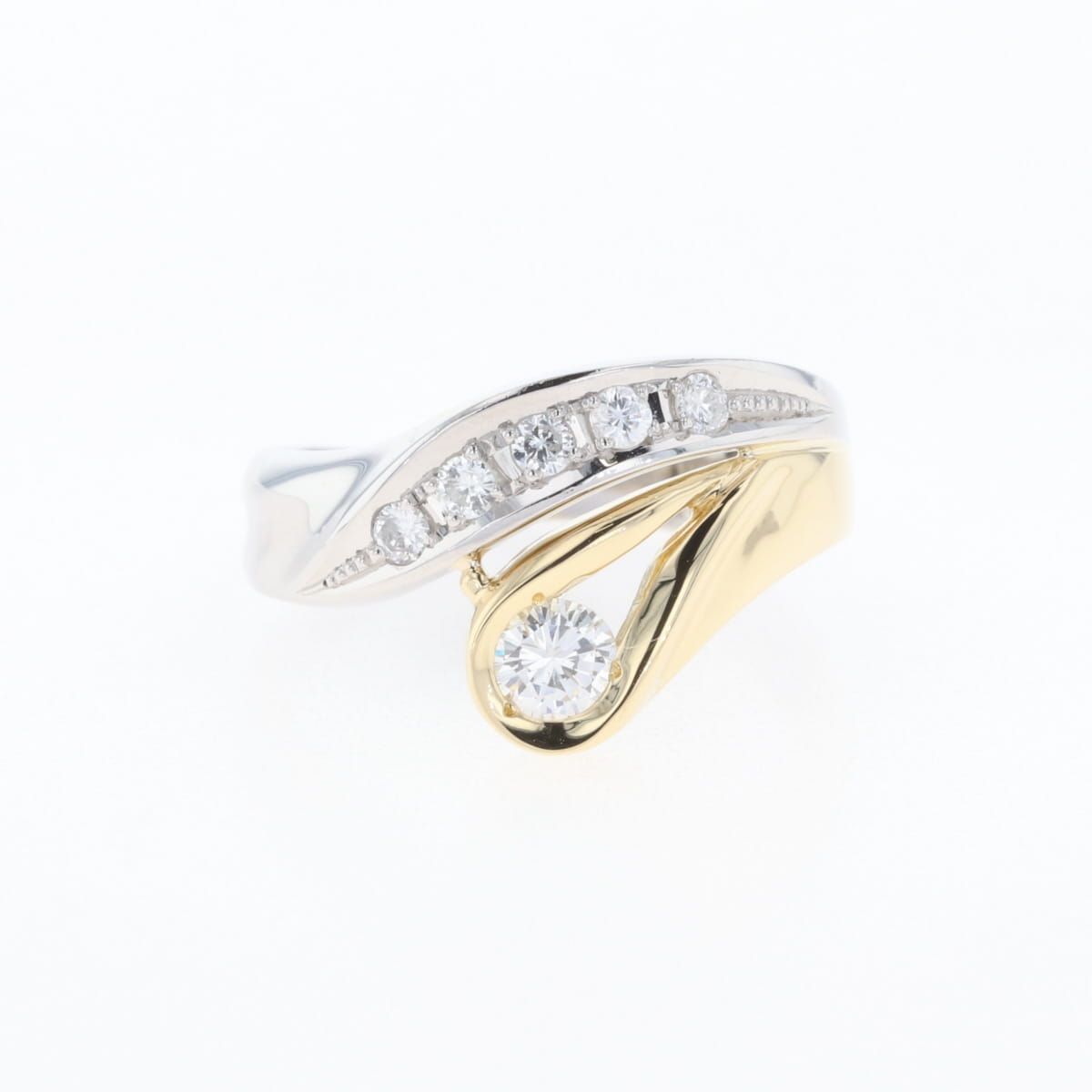 メレダイヤ デザインリング YG イエローゴールド 指輪 リング 14号 K18  