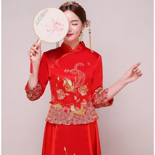 中華風結婚式披露宴フォマールドレス 可愛いお花嫁ドレス