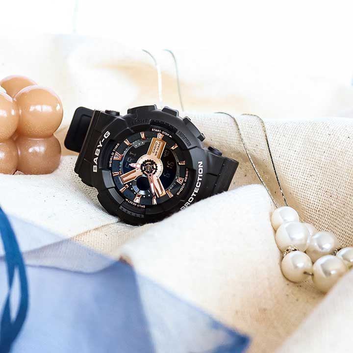 CASIO Baby-G カシオ ベビーG ベイビージー BA-110XRG-1A 海外モデル レディース 腕時計 クオーツ アナログ アナデジ  ローズゴールド 黒 ブラック - メルカリ