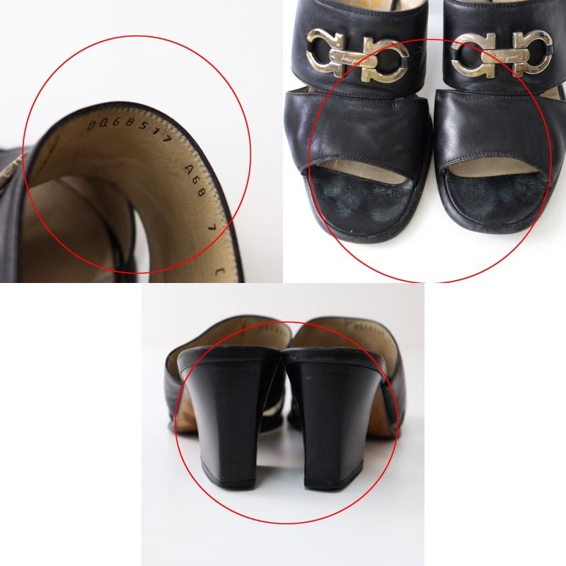 【セール】フェラガモ☆ガンチーニ フラットサンダル☆レザー サルヴァトーレフェラガモ Salvatore Ferragamo ガンチーニ
