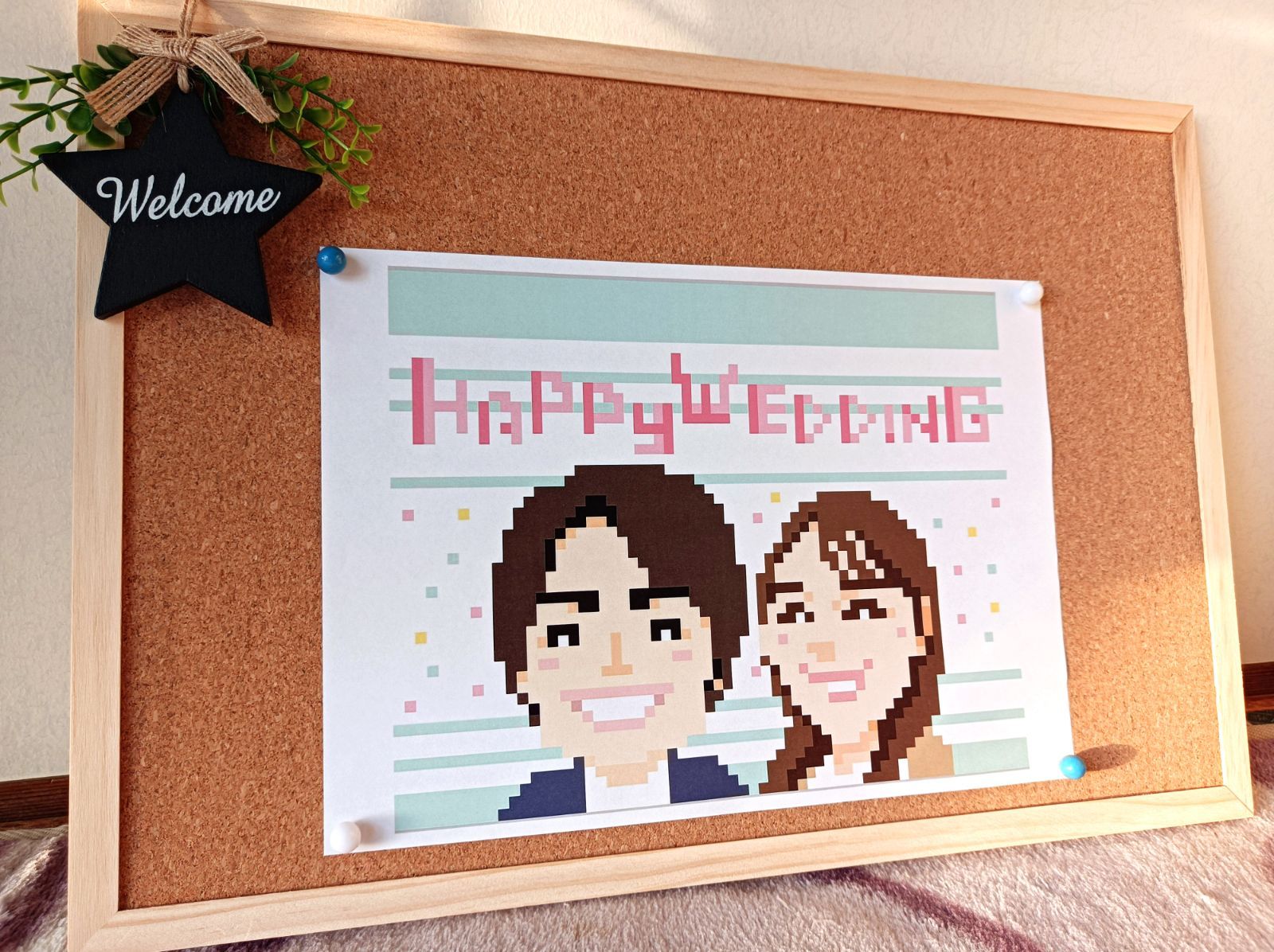 ドット絵似顔絵ウェルカムボード🌸A4サイズ※額無し - メルカリ ドット絵似顔絵ウェルカムボード🌸A4サイズ※額無し - メルカリ