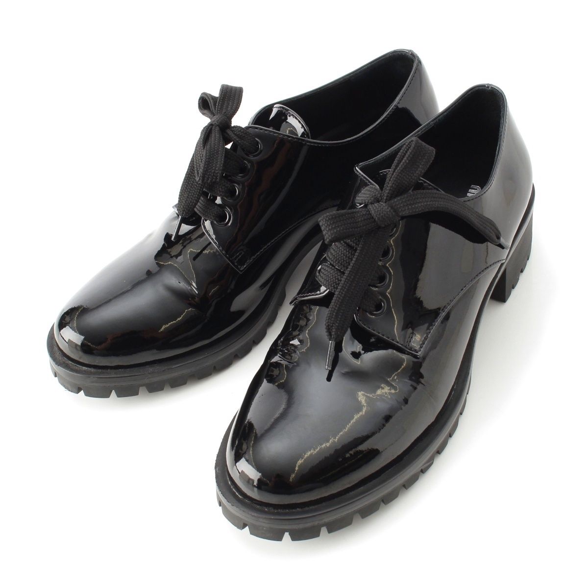 ミュウミュウ シューズ レースアップ シューズ パテント ビジュー 36.5FR 美品ミュウミュウ レースアップ シューズ エナメル 36.5 ビジュー 靴