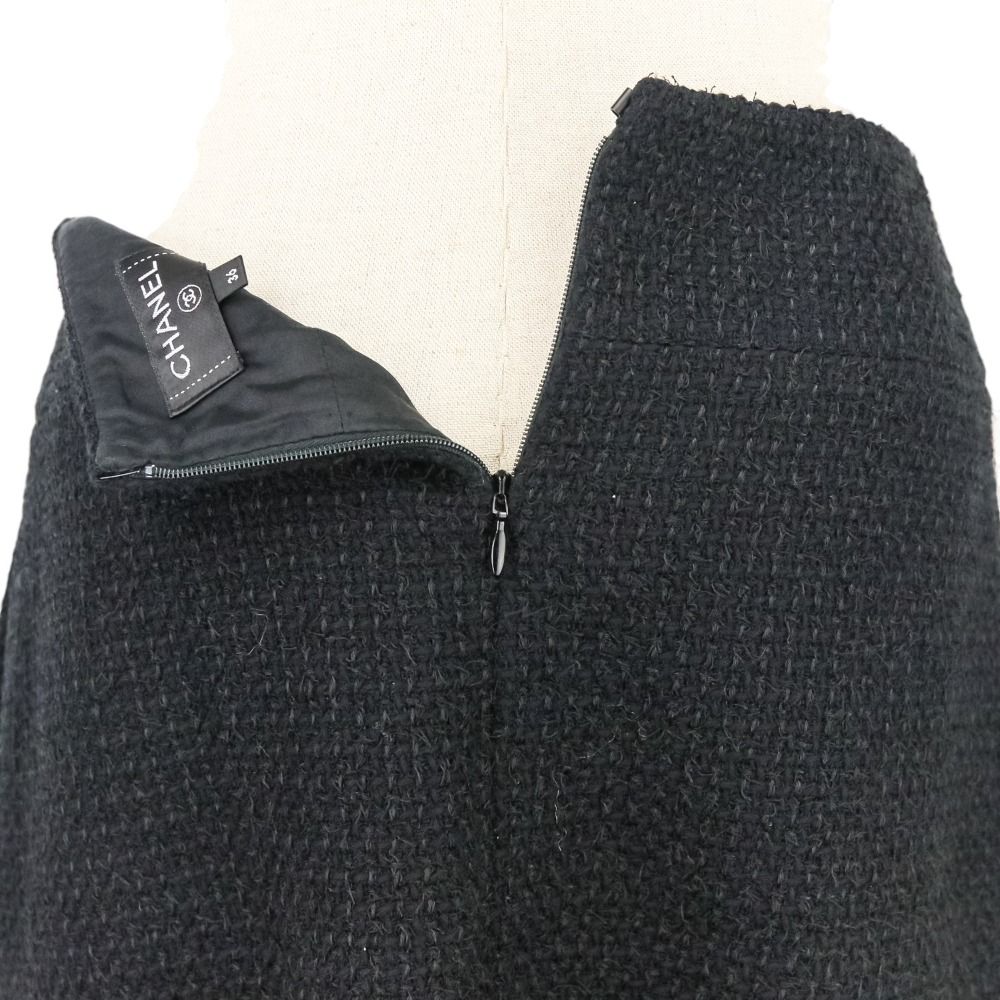美品 CHANEL シャネル ココマーク カットオフ ツイードミニスカート  