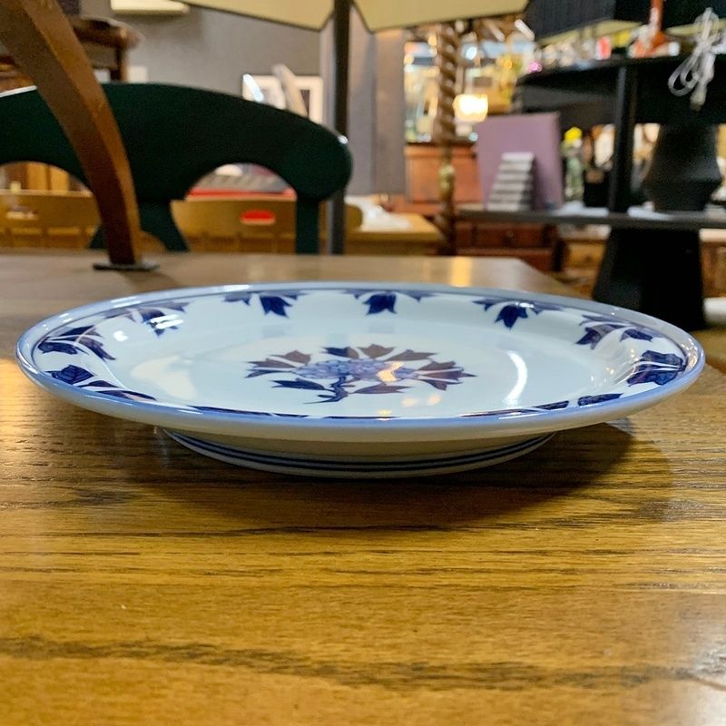 源右衛門 染付 牡丹絵 23.5cm 大皿 プレート パスタ皿 和皿 有田焼 青