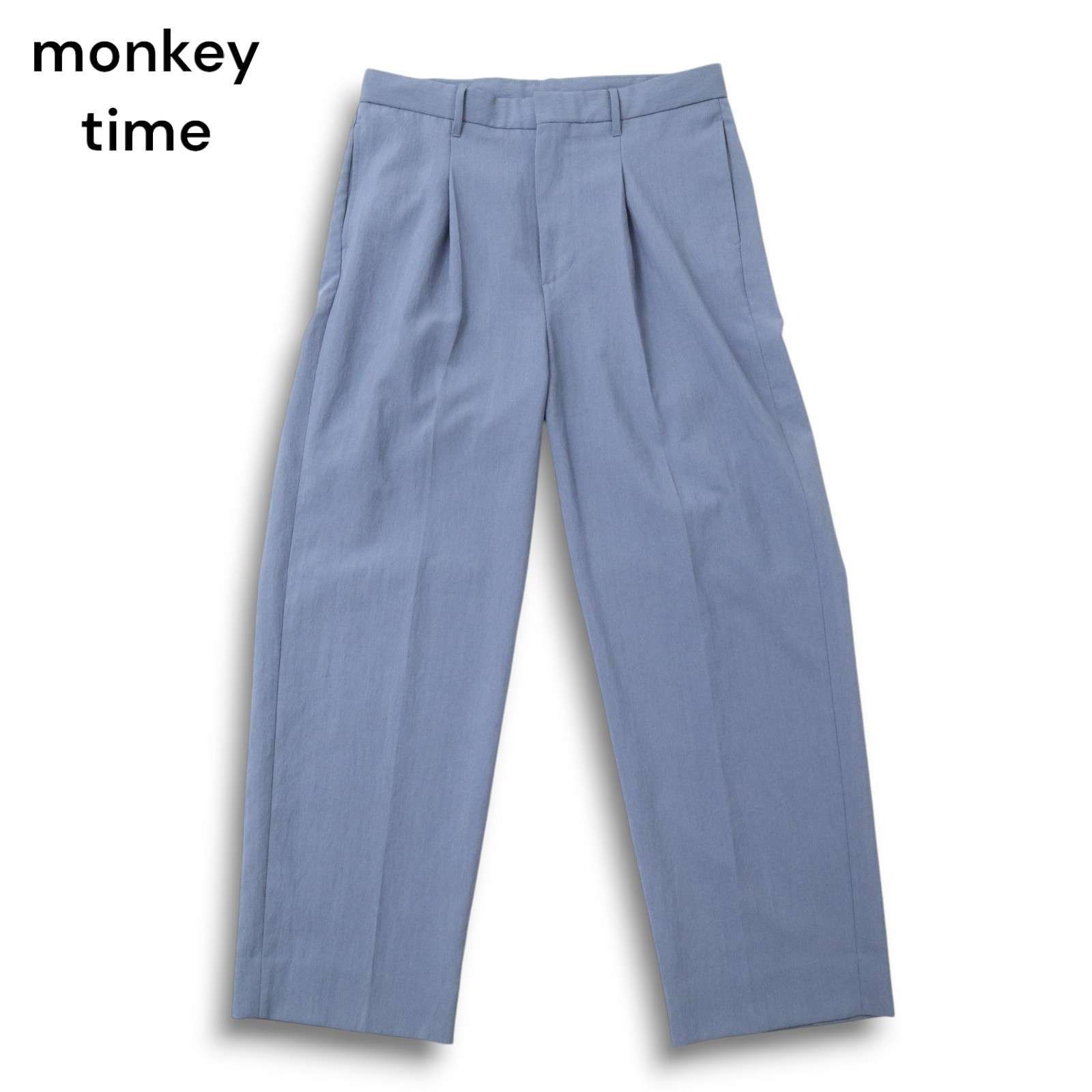 monkey time グレー ワイドスラックス M MONKEY TIME(モンキータイム) ⁄ スラックス Sz.M ベルテッド monkey