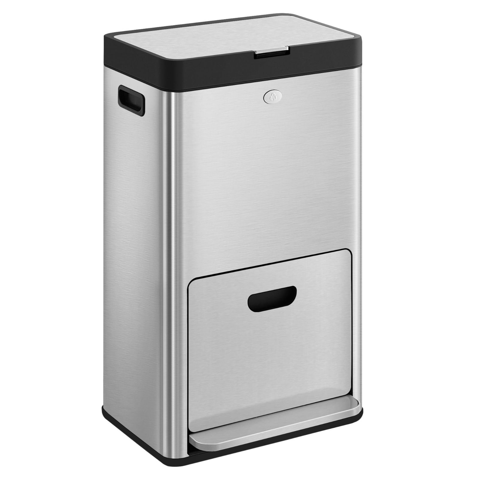 数量 合計60L 縦型 ペダル式ダストボックス キッチン用 2段式3分別 消臭フィルター付き 袋が見えない ゴミ箱 大容量 キャスター SONGMICS ステンレス製 LTB550E60