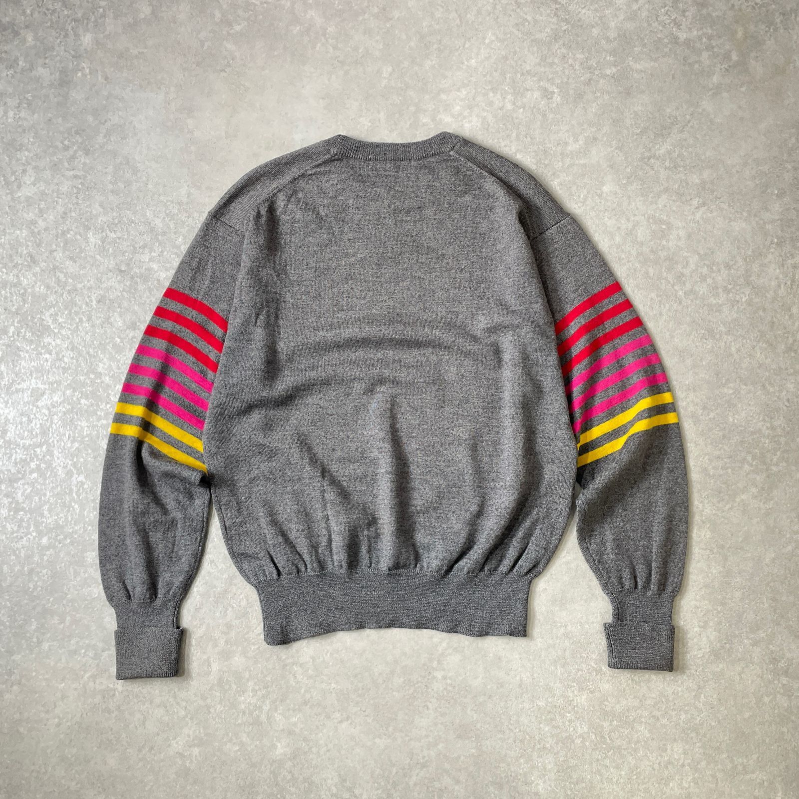 vintage Christian Dior フロントロゴ ウールニット 袖ボーダー 