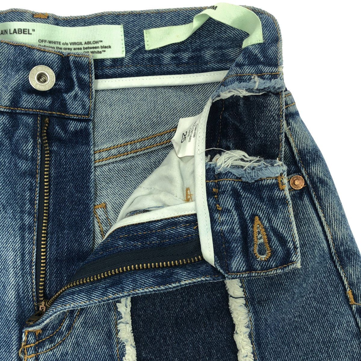 OFF-WHITE オフホワイト 再構築クロップドデニムパンツ