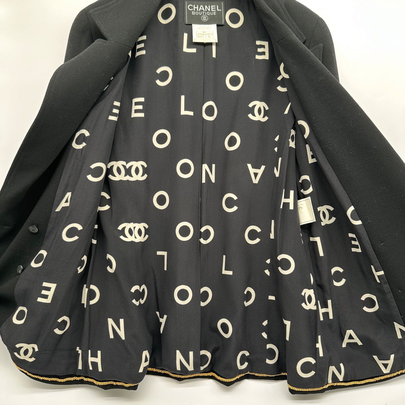 CHANEL シャネル ダブル ココボタン ジャケット 黒 ロゴ - メルカリ