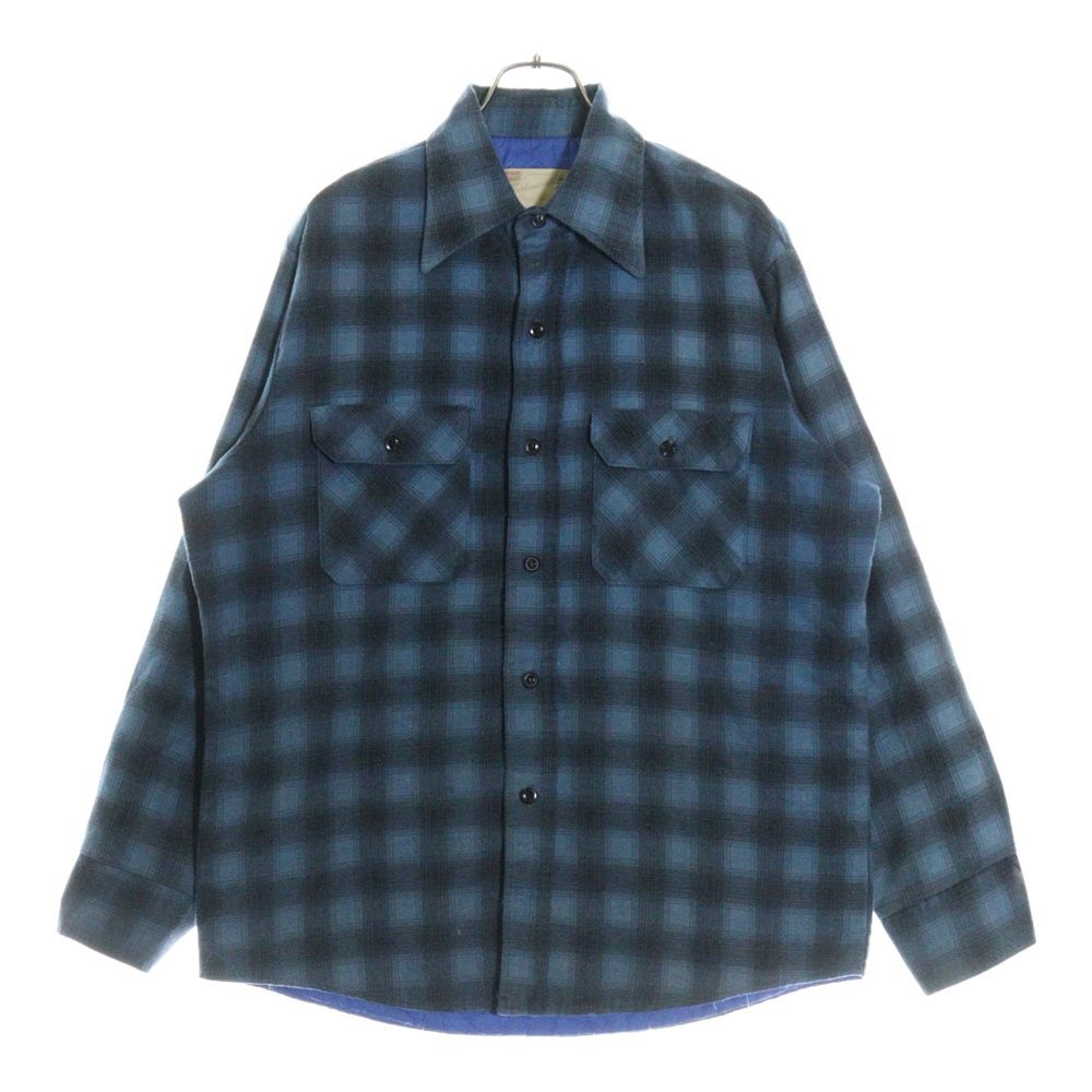 SEARS 70s ビンテージ　オンブレ　ネルシャツ メンズ 70s sears オンブレチェックキルティングネルシャツ ブルー M