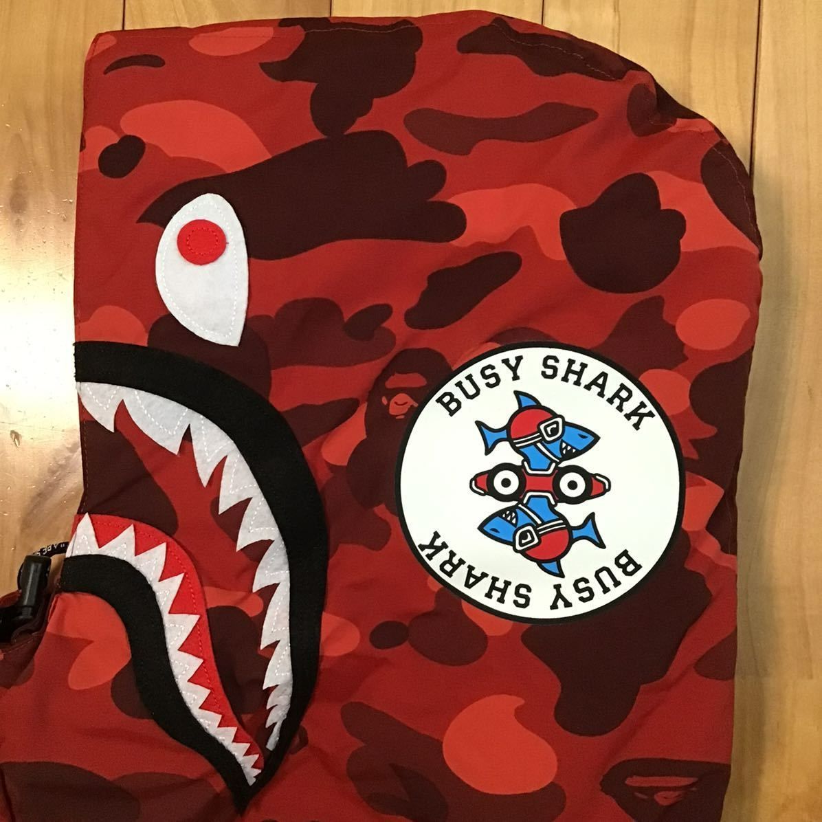 BAPE shark hoodie snowboard down jacket Mサイズ a bathing ape red