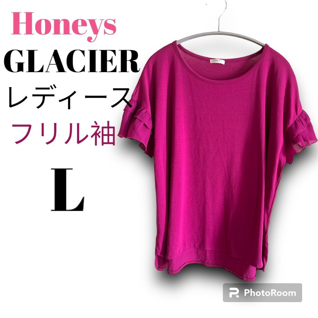 Honeys フリル袖Tシャツ ダークブルー L - トップス