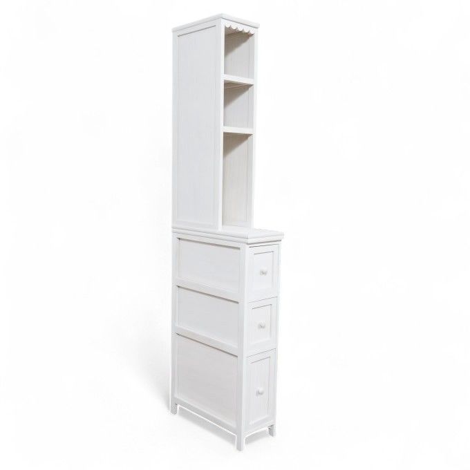 K 幅20cm すきま収納 ランドリーラック 天然桐材 カントリー調 スリムチェスト アンティークホワイト 3段引出し＋棚 サニタリー収納 USTAUSTRALIA_COM_AU