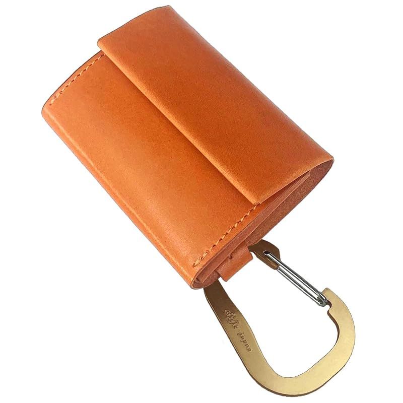 新着商品 クリフ 財布 ウォレット メンズ コンパクト カード ミニ財布 本革 真鍮 カラビナ-キャメル