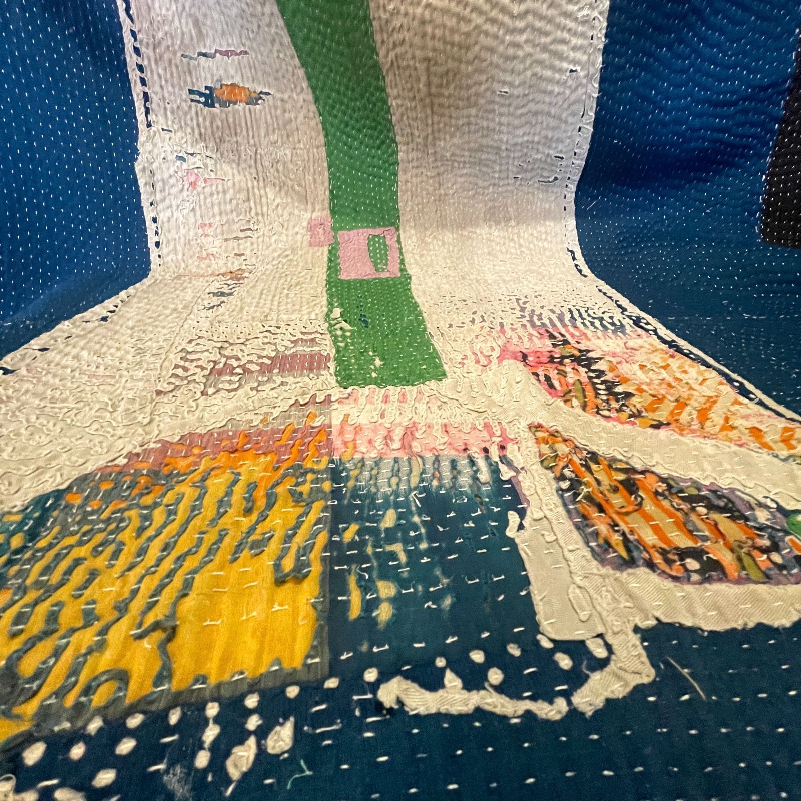 インド製ヴィンテージカンタラリーキルト 大判マルチカバー