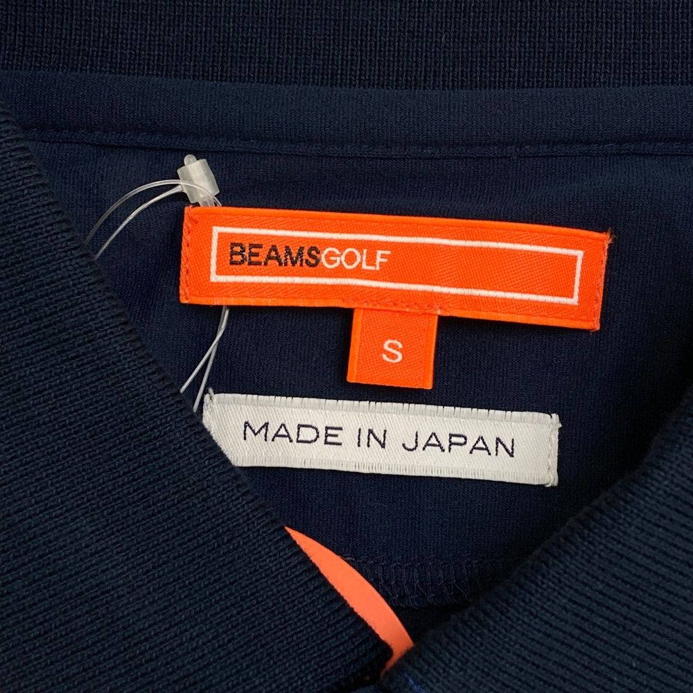 サイズ：S BEAMS GOLF ビームスゴルフ 半袖ポロシャツ 刺繍 ネイビー系