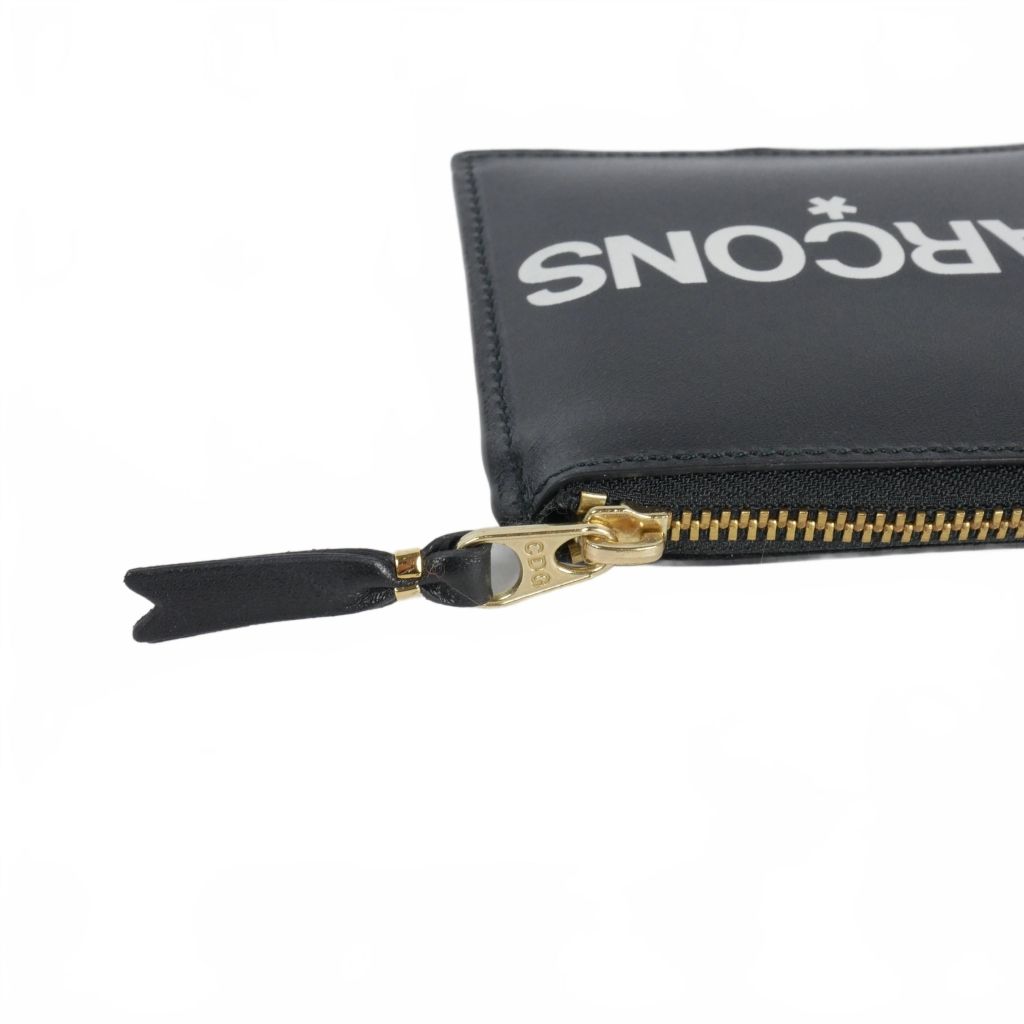 コムデギャルソン COMME des GARCONS Huge Logo ロゴ L字ファスナー レザーウォレット ミニ財布 黒 ブラック SA 3100HL