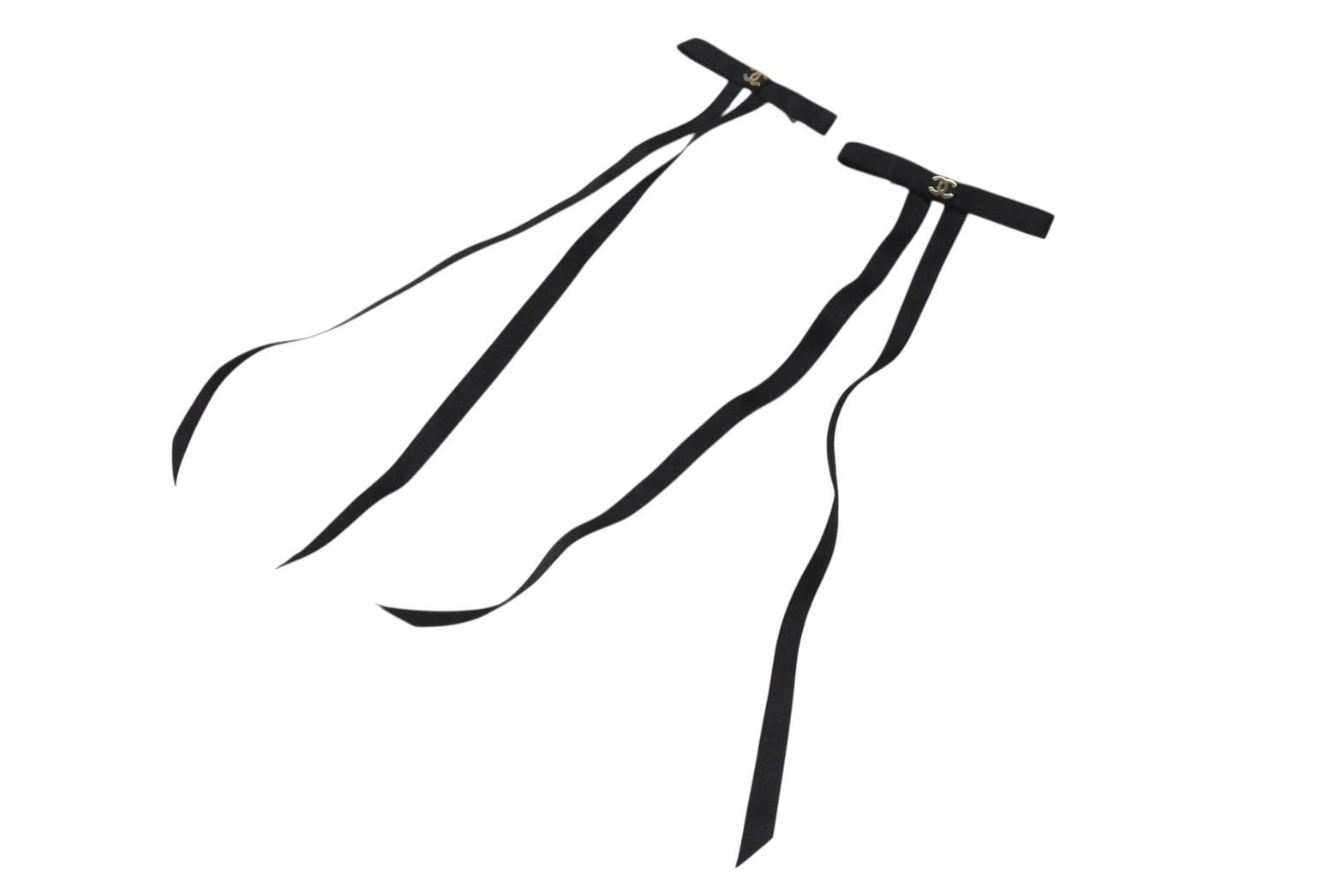 ♥ CHANEL シャネル ヘアアクセサリー バレッタ ココマーク 25P刻印 AAA839 サテン シルク ブラック 4b006711