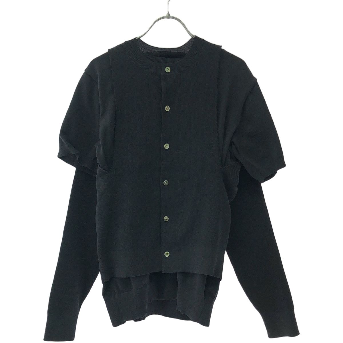 COMME des GARCONS コムデギャルソン 19SS ドッキングポリエステルニットカーディガン GC-N008 ブラック S
