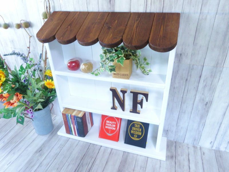 日本全国無料配達! ハンドメイド ルーフシェルフ ダークチーク色×ホワイト 2025新作100%品質保証。