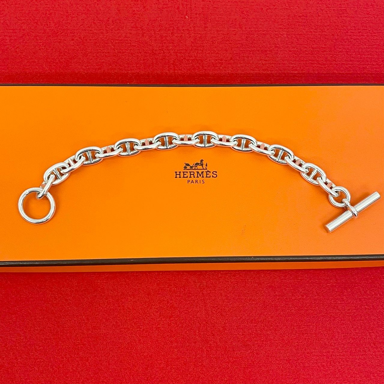 HERMES シェーヌダンクル　mm17 極美品 極 美品 HERMES エルメス シェーヌダンクル MM 17コマ シルバー