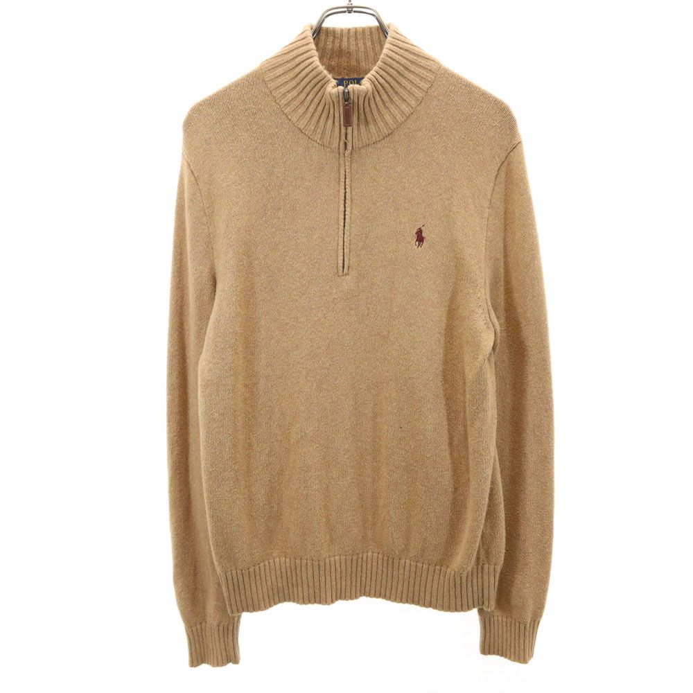 POLO RALPH LAUREN：ハーフジップニット　セーター　ベージュ ポロラルフローレン 長袖 ハーフジップ セーター S ベージュ