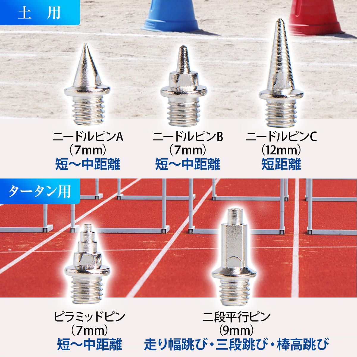 陸上スパイクピン スパイクピン 二段平行タイプ オールウェザー