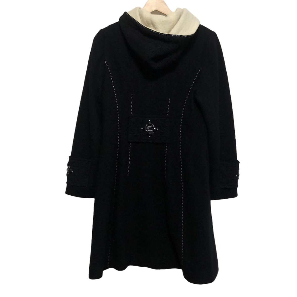 SUPERBEAUTY スーパービューティー コート レディース - 黒 長袖 ビジュー レース ステッチ 秋 冬