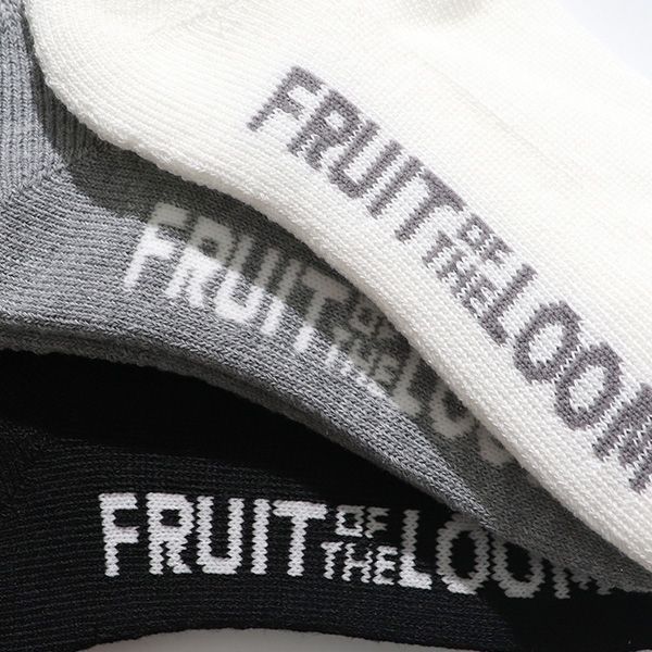 フルーツオブザルーム【FRUIT OF THE LOOM】16309000 フルーツロゴ刺繍クオーターソックス 靴下 23-25cm ショートソックス ハーフソックス ソックス レディース 3色セット