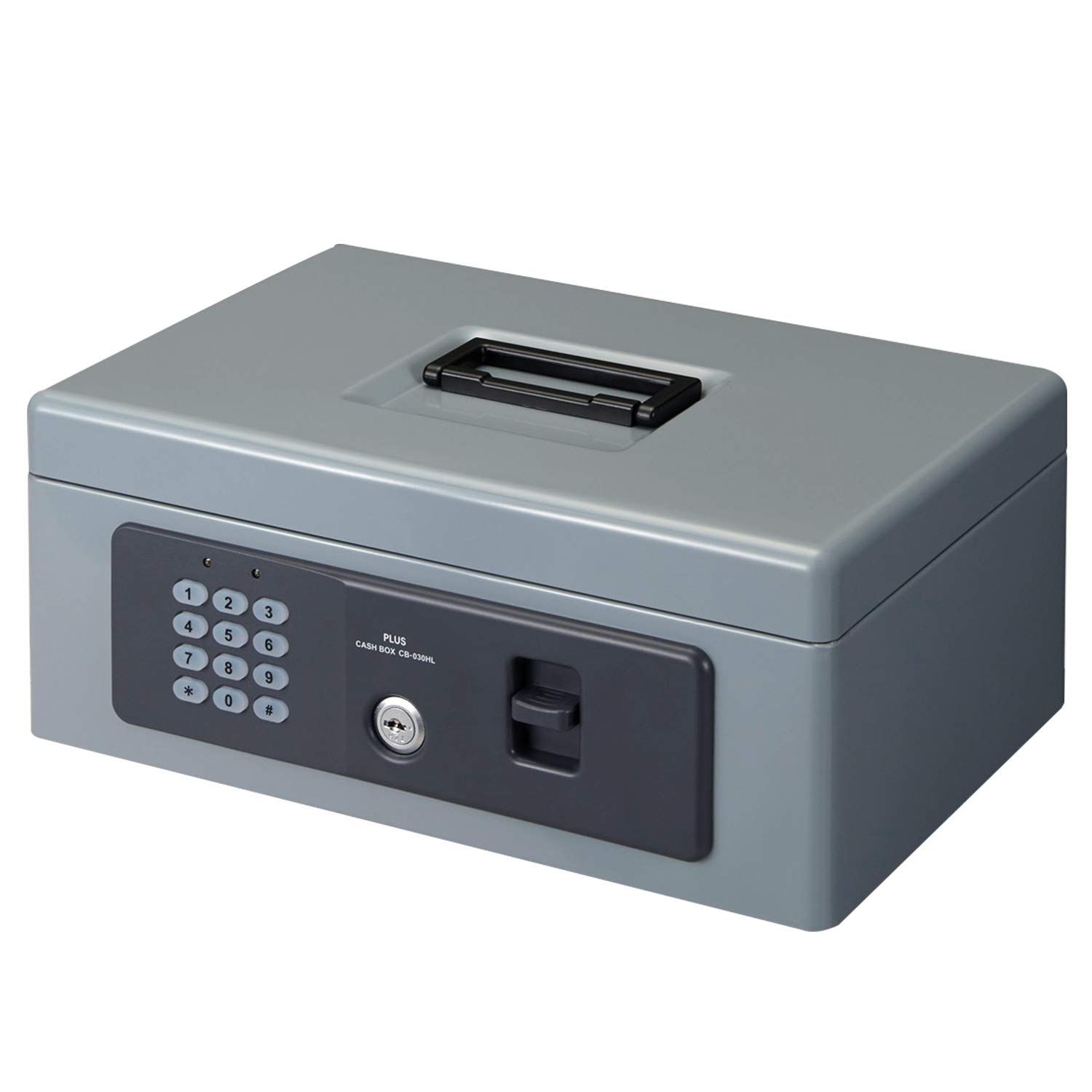 プラス 金庫 電子ロック 手提金庫 Sサイズ グレー CB-030HL 13-111