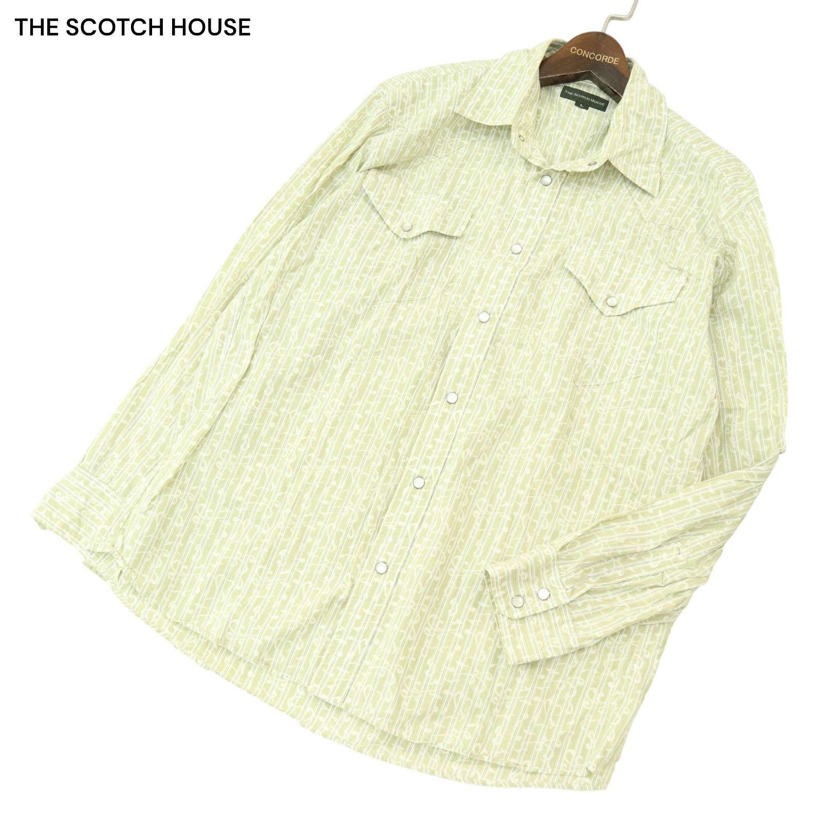 THE SCOTCH HOUSE (L) 総柄 ストライプ Yシャツ THE SCOTCH HOUSE (L) 総柄 ストライプ Yシャツ