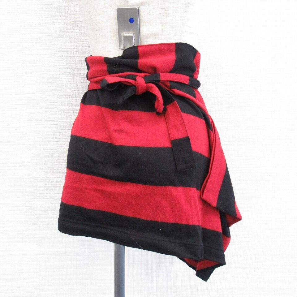 イッセイミヤケ ISSEYMIYAKE ボーダー オーバースカート 巻きスカート  