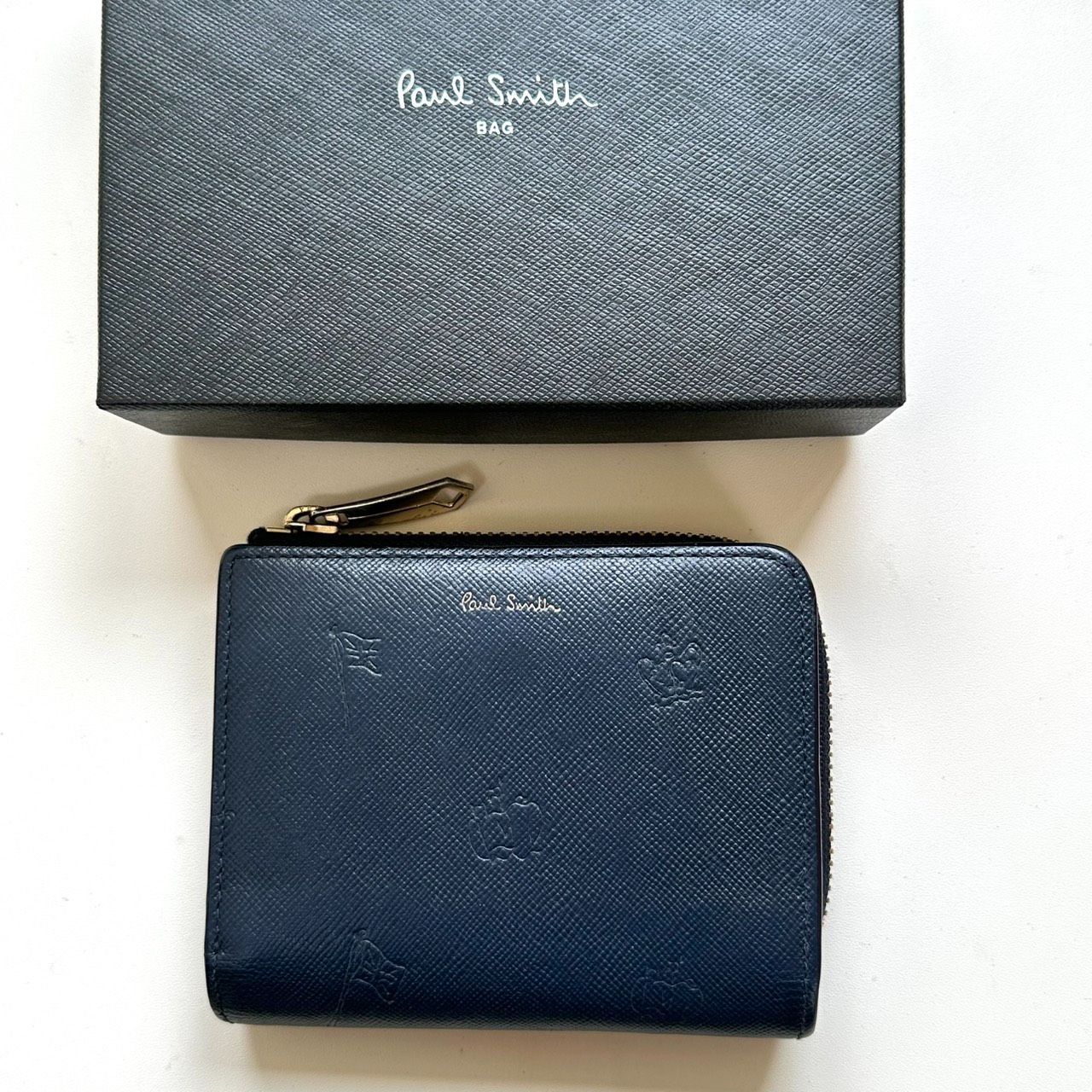 ポールスミス Paul Smith 二つ折り財布 ポールドローイング ネイビー