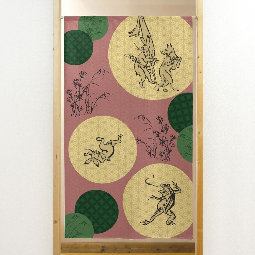 SIMON BAKERのれん「鳥獣戯画 あかつき」85x150cm ×5枚セット【日本製】家紋 ジブリ トトロ 千と千尋  SNOOPY スヌーピー【匿名配送らくらくメルカリ便全国送料無料】