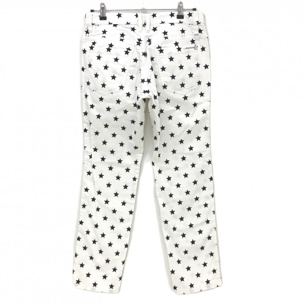 ジャックバニー　白パンツ　星柄 ジャックバニー パンツ 白×黒 星柄 スター メンズ 4(M) ゴルフウェア