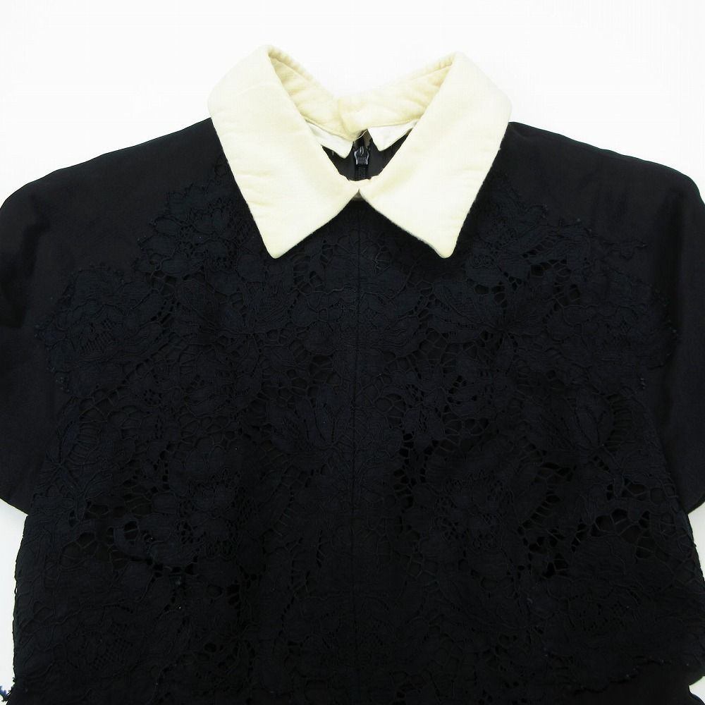 ヴァレンティノ　ホワイト/ブラック 半袖ひざ丈ワンピース ヴァレンティノホワイト/ブラック 半袖ひざ丈ワンピース