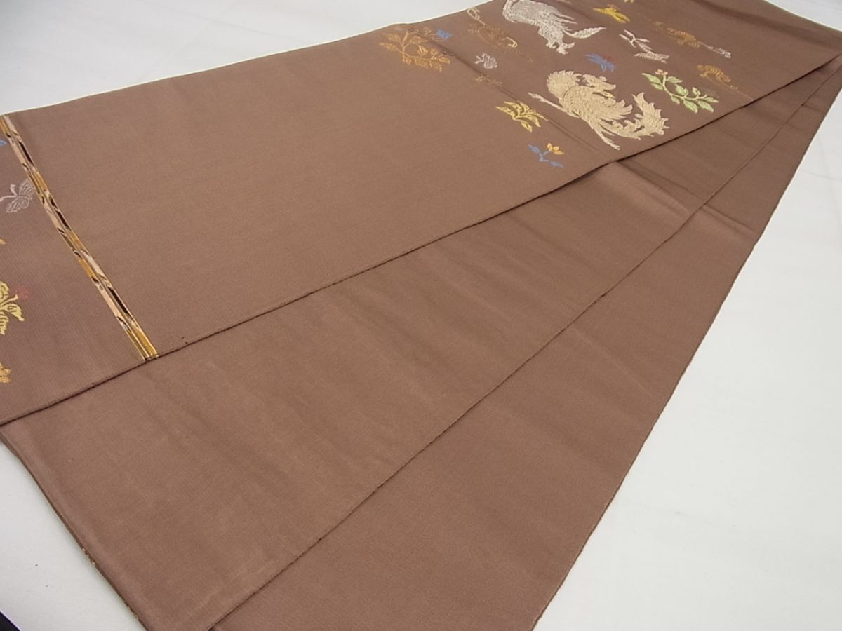 平和屋本店□最高級 龍村平蔵製 木画獅鳳錦 本袋帯 金糸 逸品4s798  