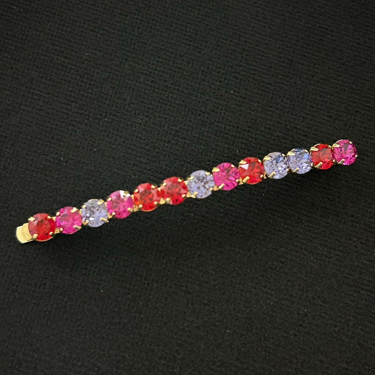 Complex Biz カラーストーン バレッタ ヘアクリップ レッド×パープルライン 1026001 | Complex Biz Color Stone Barrette Hair Clip Red×Purple Line