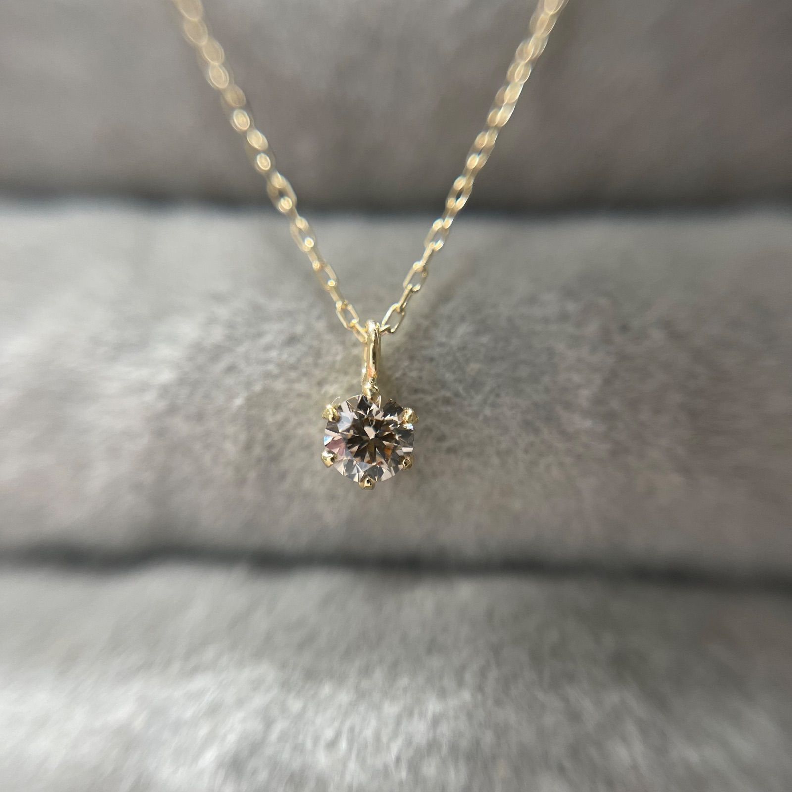 K18 天然 ダイヤモンド ペンダント 一粒ネックレス 0.10ct H&C ハート