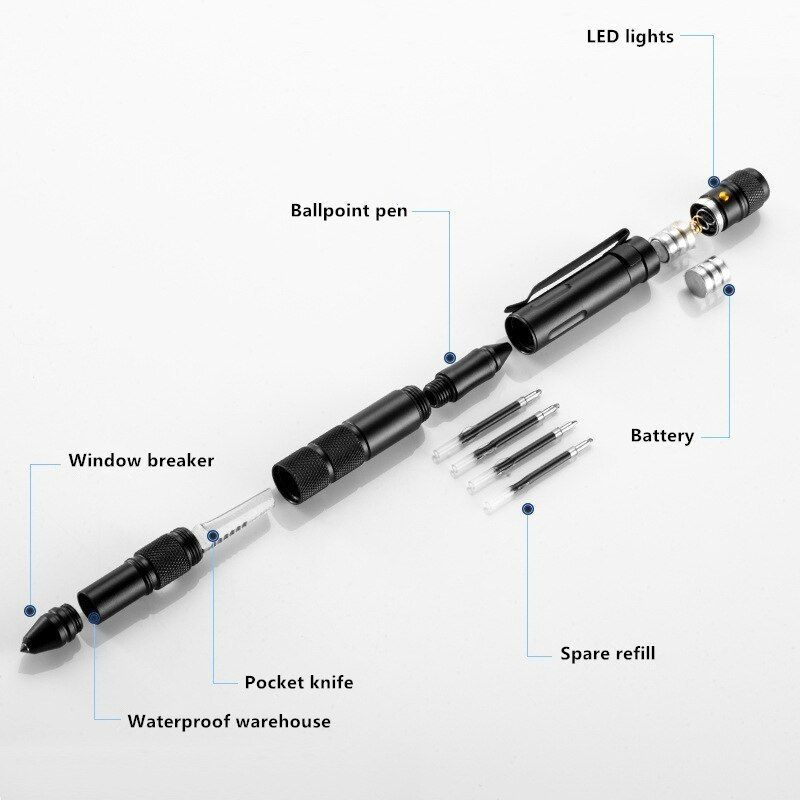 タクティカル ペン ボールペン ミリタリー 護身用 ライト 防災 夜間
