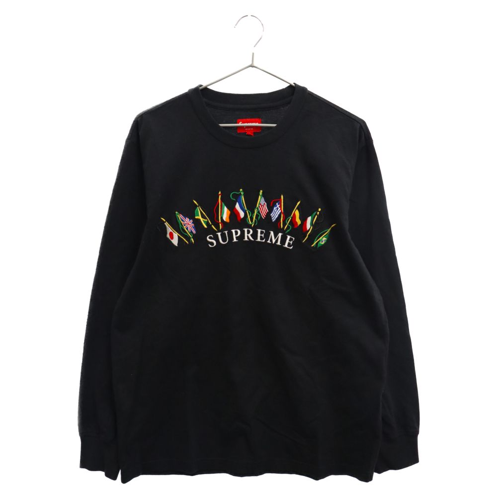 シュプリーム supreme ロンT 刺繍 国旗 SUPREME (シュプリーム) 19AW FLAGS L/S TOP 国旗刺繍 ロンT 長袖T