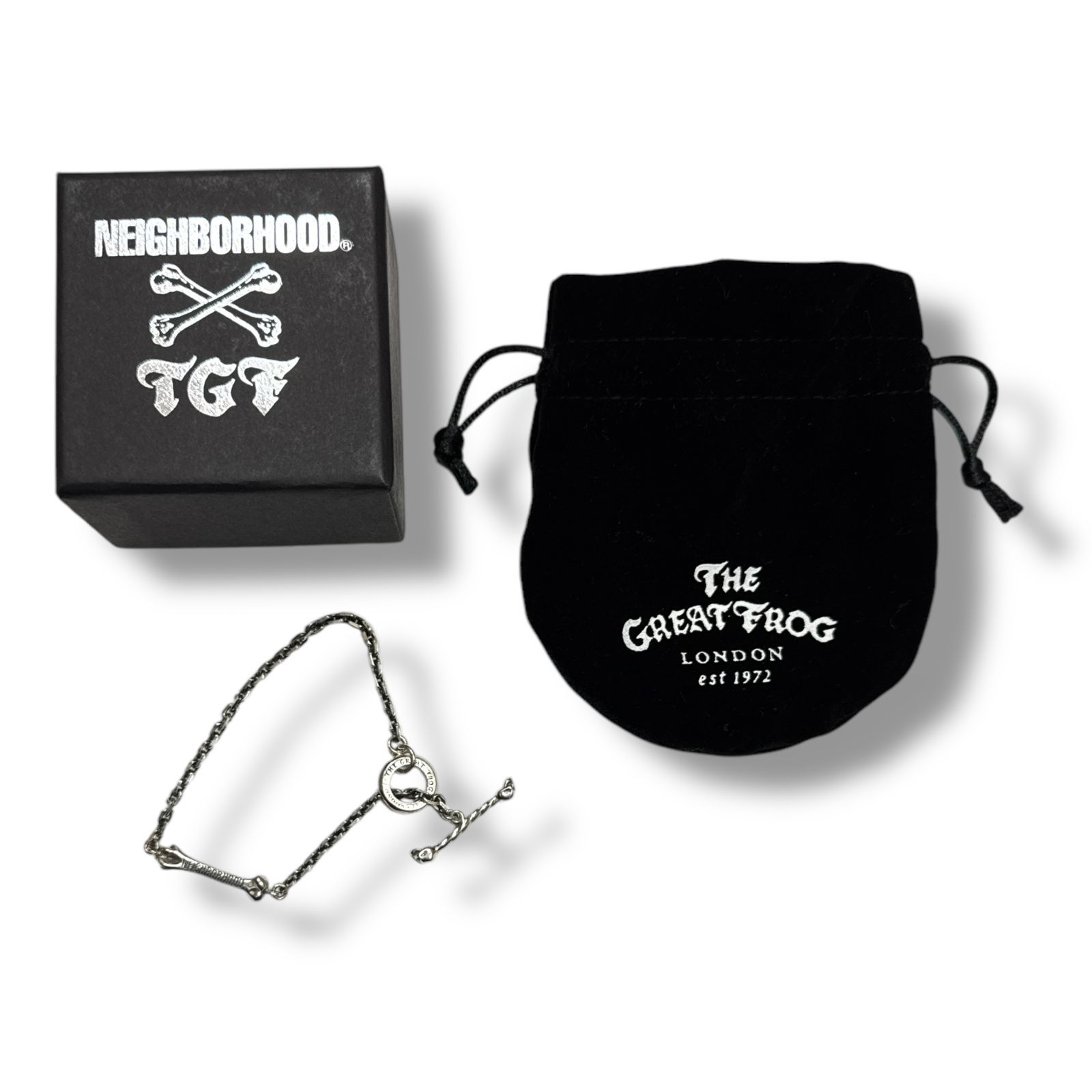 NEIGHBORHOOD × The Great Frog 23SS BONE BRACELET ブレスレット ボーン 骨 ネイバーフッド ザグレートフロッグ 231XGGFN-AC01S シルバー 84771A6