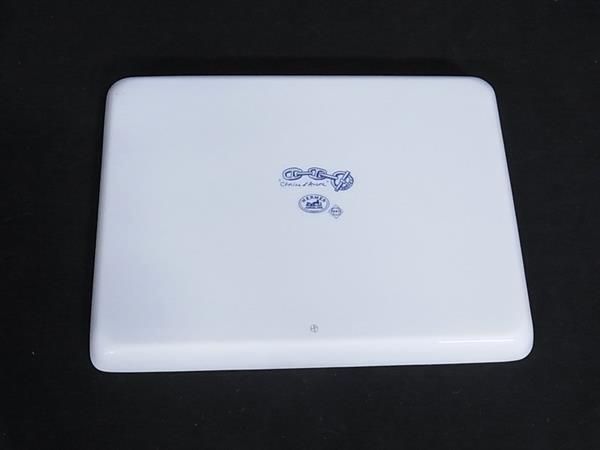 HERMES エルメス シェーヌダンクル スクエア プレート 皿 食器 テーブルウェア ホワイト系×ブルー系 BN5426