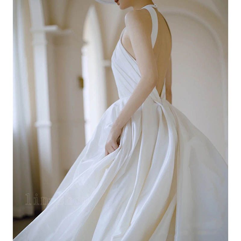 ウェディングドレス 結婚式 二次会 ホワイト 花嫁 白ワンピース ロング