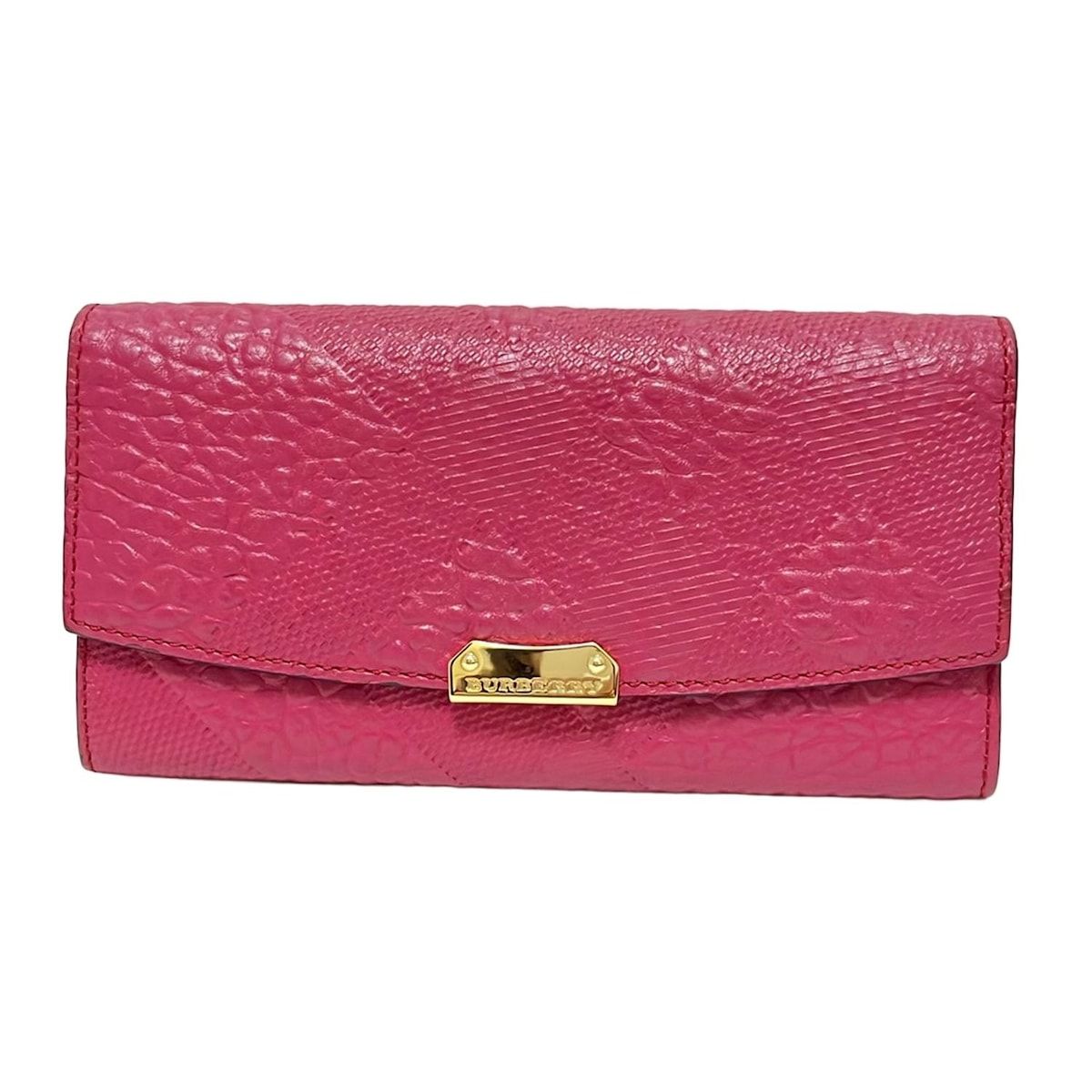 BURBERRY PRORSUM バーバリープローサム 長財布 - ピンク 型押し加工|チェック柄 レザー
