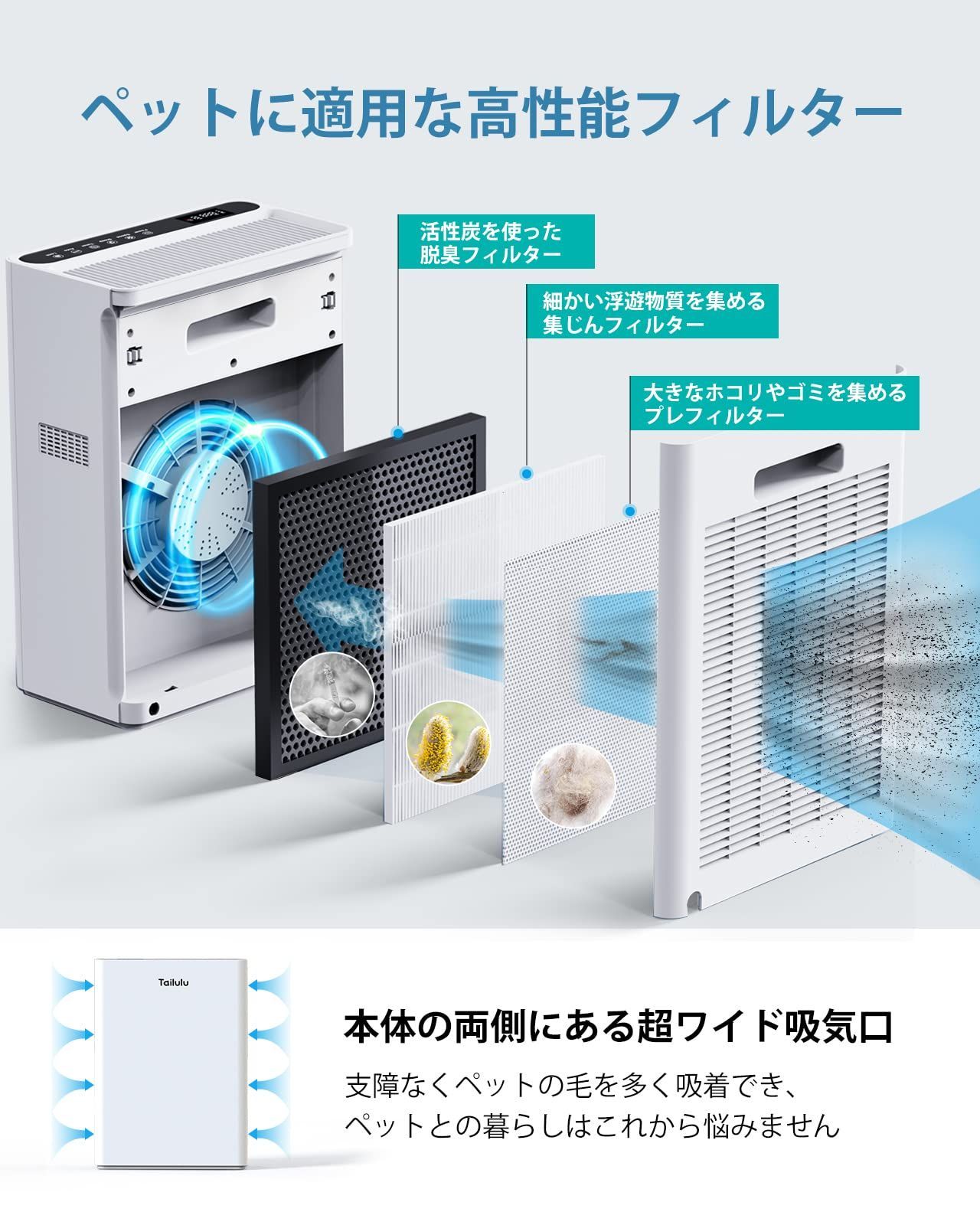 空気清浄機【コスパ最強・アップグレード版・強力浄化】 空気洗浄機 20-50畳対応 パワフル 静音 空気清浄器 集じん 脱臭 除菌  HEPA静電フィルター PM2.5自動検知 多重濾過システム 花粉 タバコ ペット臭 3段階風量調整 タイマー機能 - メルカリ