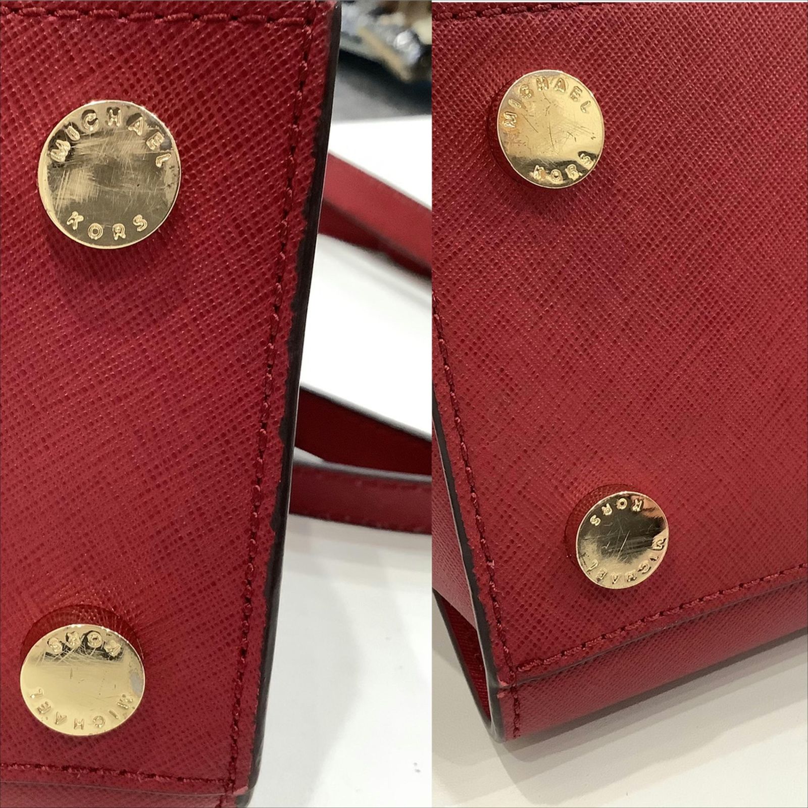MICHAEL KORS マイケルコース レッド 2WAY バッグ レザー スタッズ  