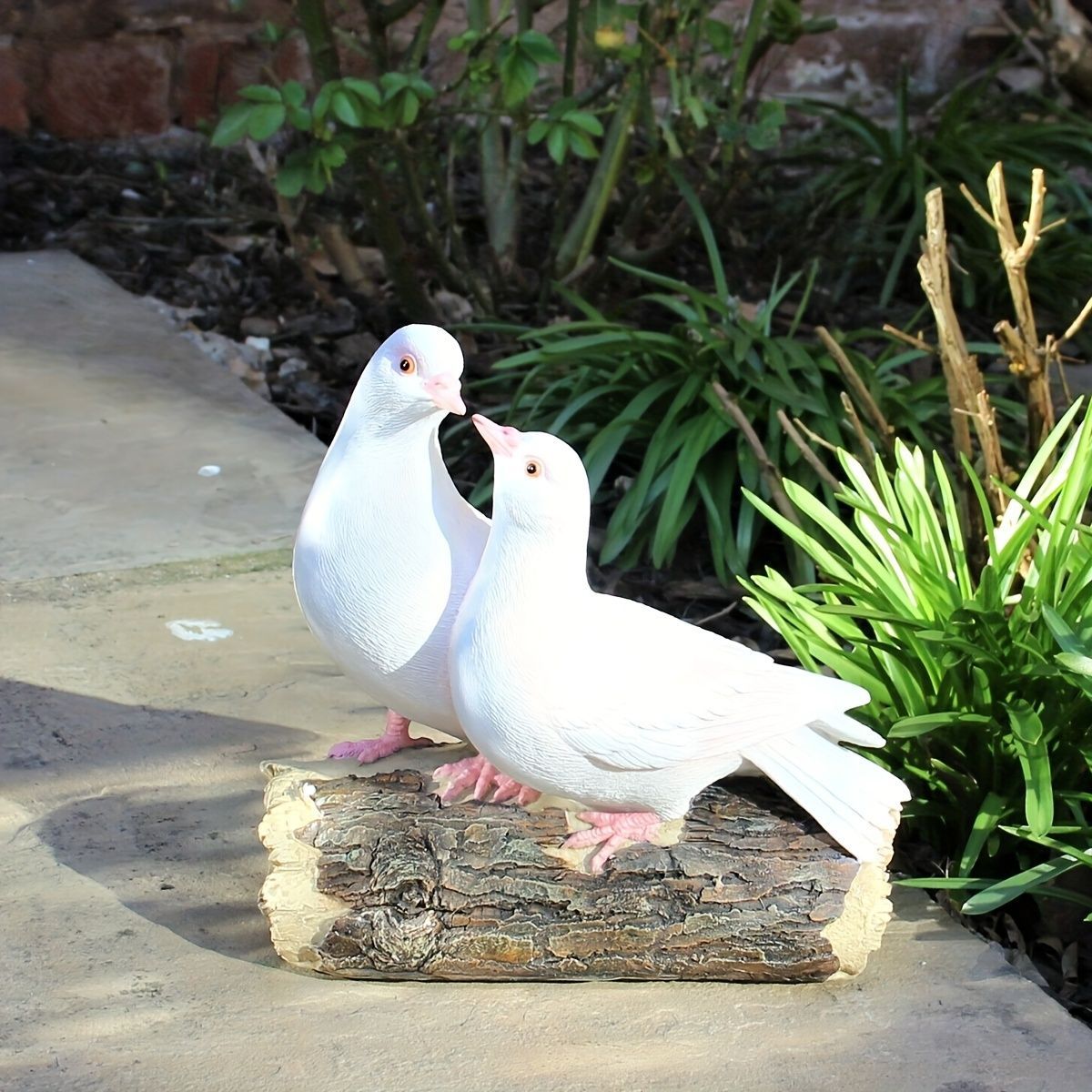 置物 オブジェ ガーデンオーナメント 2羽の白いハト 鳩 バード